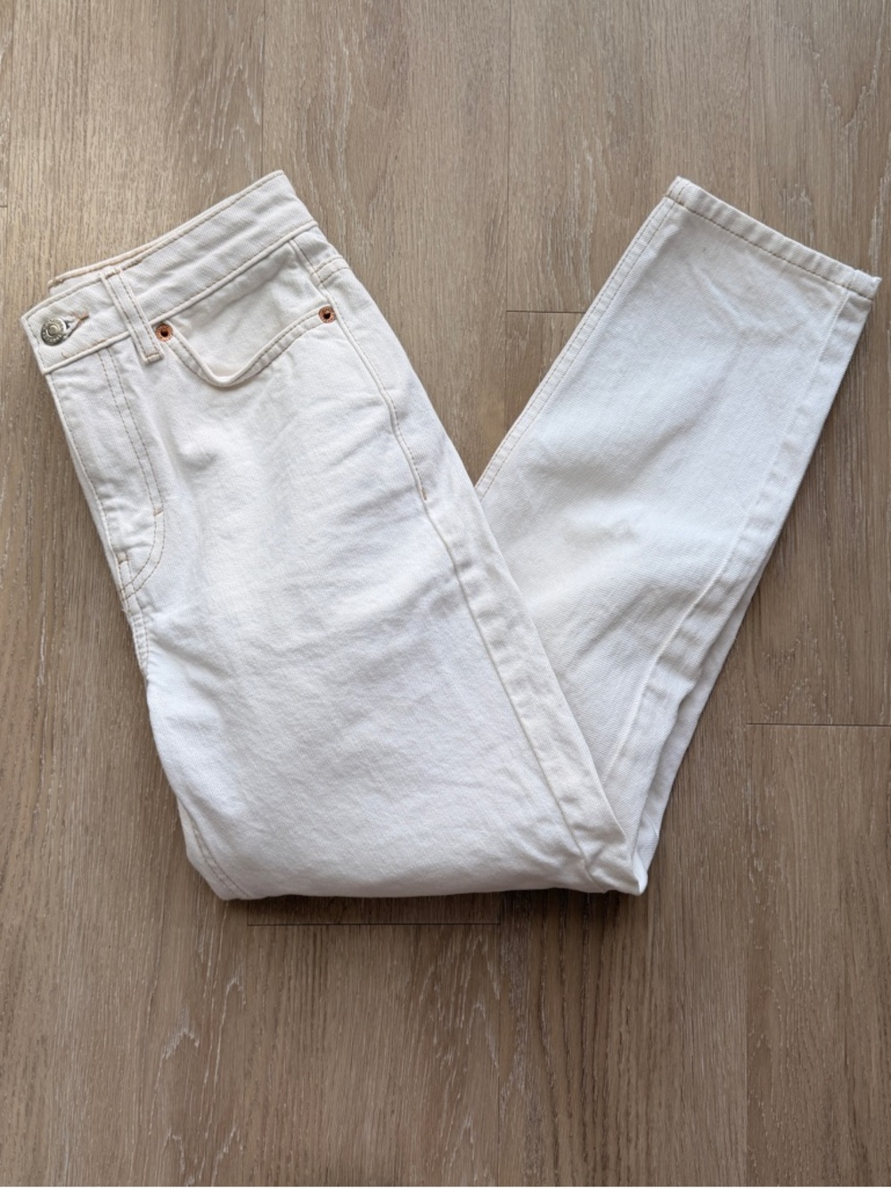 Topshop cream colored mom jeans